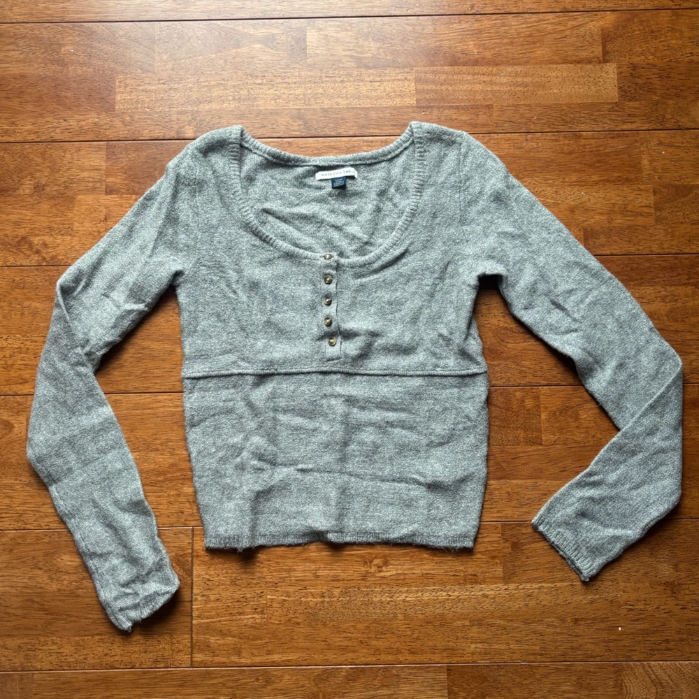 American Eagle Outfitters Heather Gray Knit Top